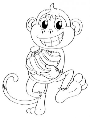 Maymun ve muz için hayvan anahat