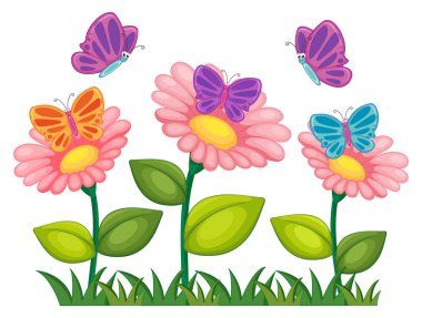 Çiçek bahçesinde uçan kelebekler