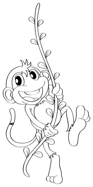 포도 나무에 원숭이 대 한 동물 개요 — 스톡 벡터