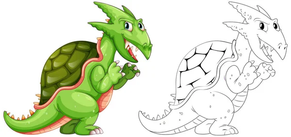 Drafting animal for dragon with shell — Stock Vector