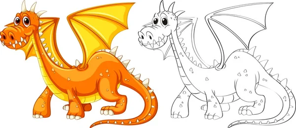 Contour animal pour dragon avec ailes — Image vectorielle