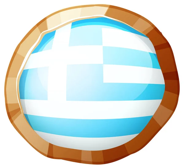 Vlajka Řecko na kole odznak — Stockový vektor