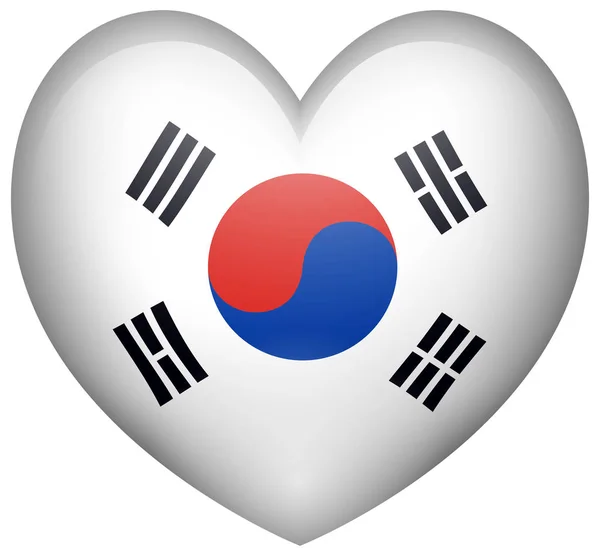 Heart shape with Korean flag — Stock Vector