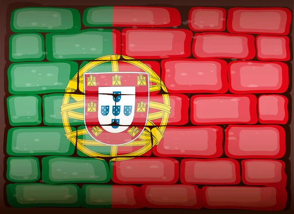 Portugiesische Flagge auf Ziegelmauer — Stockvektor