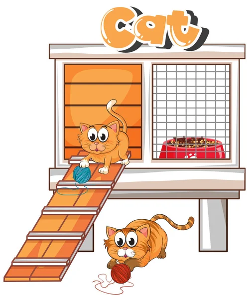 Pethouse avec deux chatons — Image vectorielle