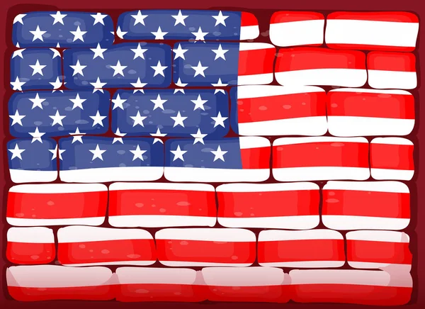 America flag on brickwall — Stock Vector