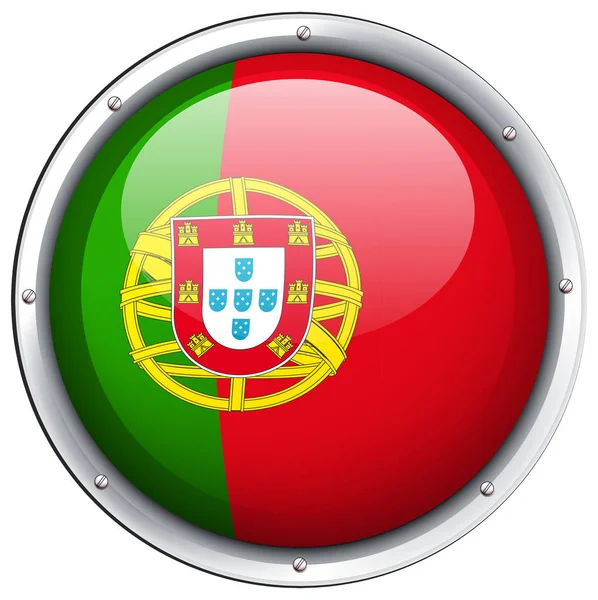 Drapeau Portugal sur badge rond — Image vectorielle