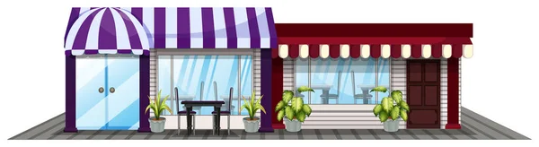 Два магазини в фіолетовому і червоному — стоковий вектор