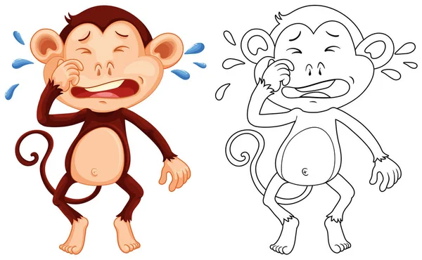 Zarys zwierzęta małpa płacz — Wektor stockowy