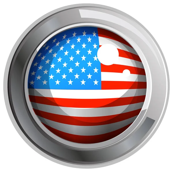 America flag on round icon — Stock Vector