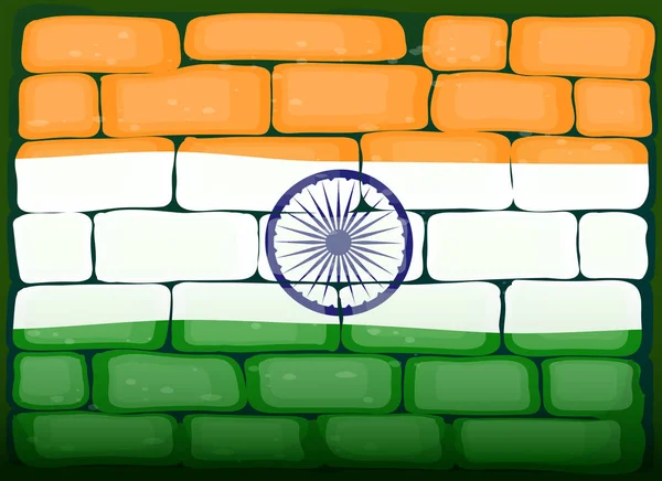 Bandera de la India en ladrillo — Vector de stock