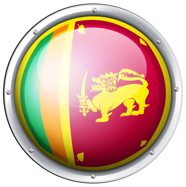 斯里兰卡国旗的圆形徽章 — 图库矢量图片
