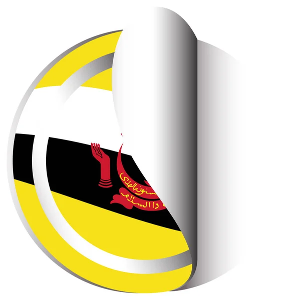 Vlag van Brunei op ronde sticker — Stockvector