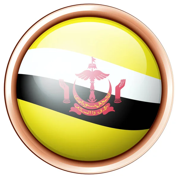 Brunei flag on round badge — Stock Vector