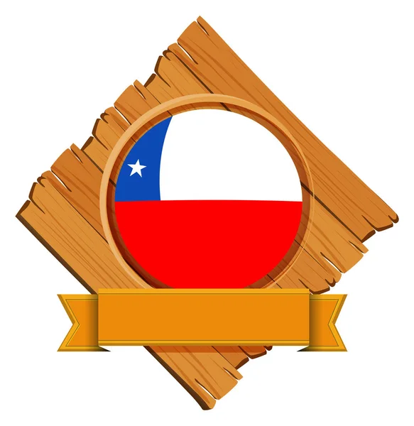 Chile flag on round badge with banner — Stock Vector