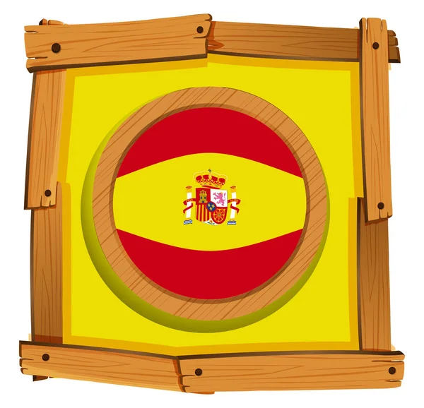 Spain flag on round badge — Stock Vector