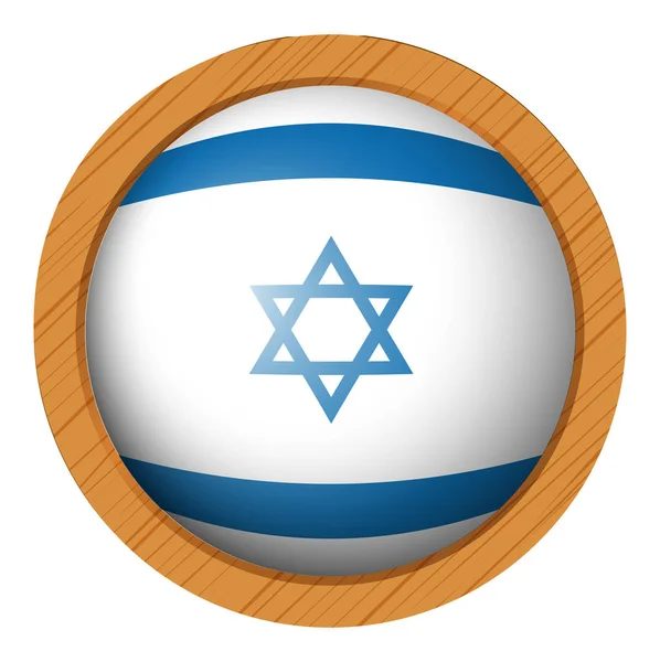 Israel flag on round badge — Stock Vector