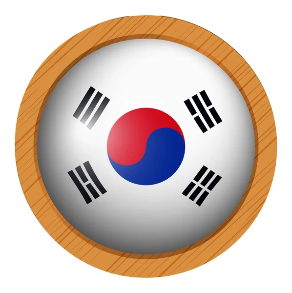 Bendera Korea Selatan pada bingkai kayu - Stok Vektor