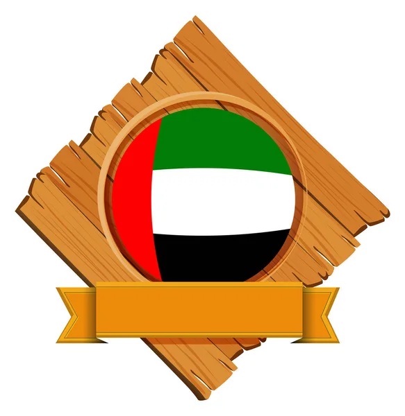 United Arab Emirates flag on round badge with banner — Stock Vector