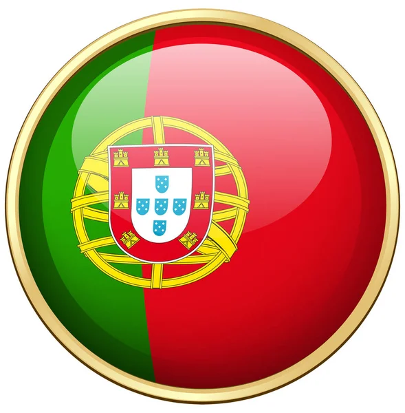 Portugul flag on round button — Stock Vector