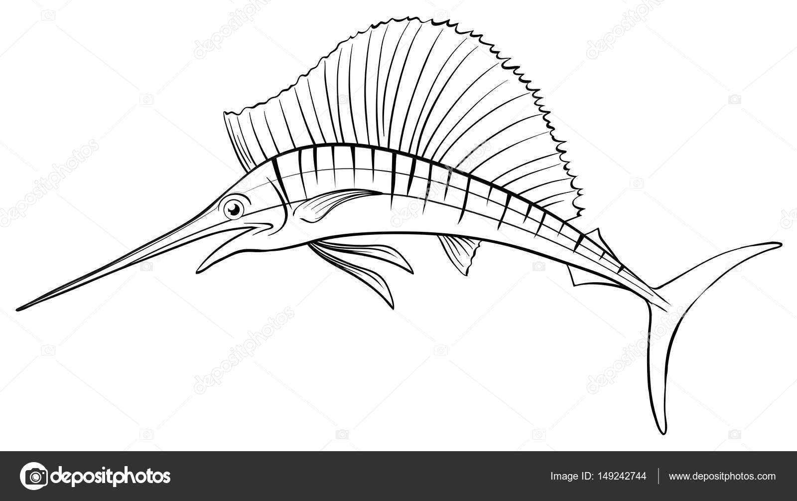 Animale muta per l illustrazione di pesce spada — Vettoriali di interactimages
