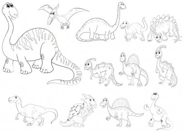 Dinozorlar farklı türleri için hayvan anahat