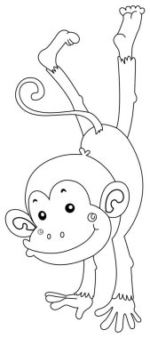 Mutlu maymun için hayvan anahat