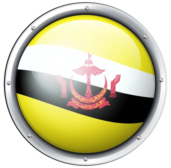 Brunei vlag ontwerp op ronde badge — Stockvector