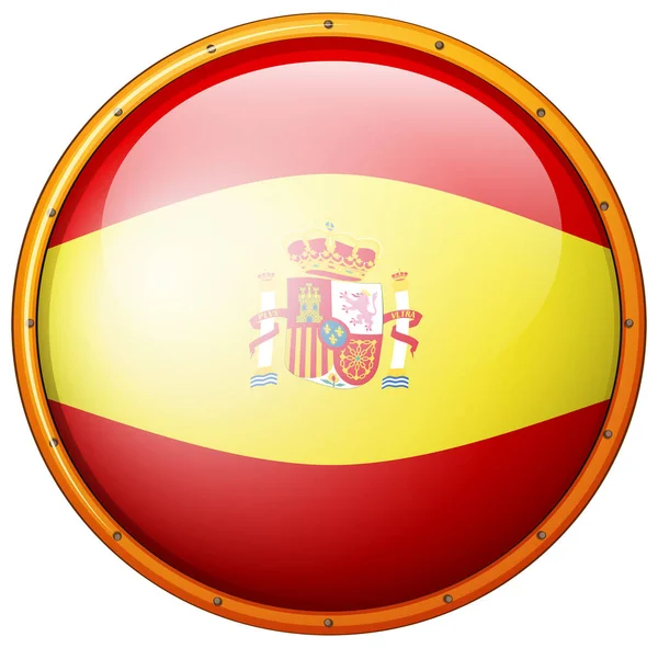 Spain flag on round badge — Stock Vector