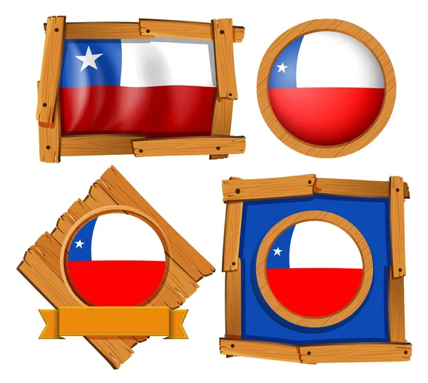 Chilei zászló különböző keretek — Stock Vector