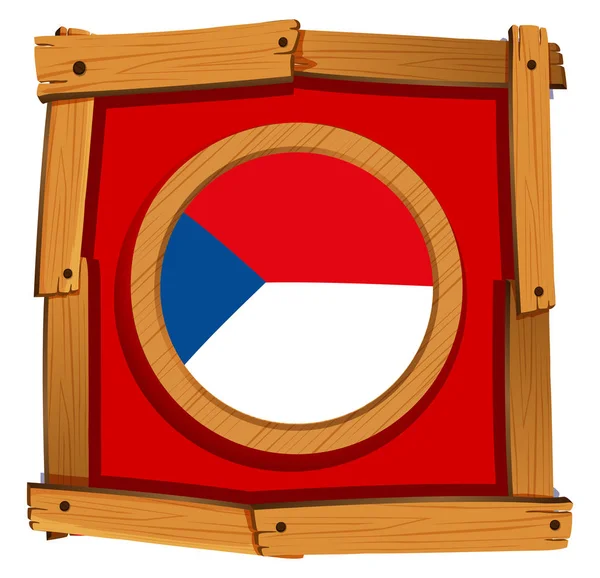 Bandera de República Checa en placa redonda — Vector de stock