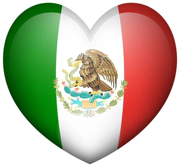 Mexikanische Flagge in Herzform — Stockvektor