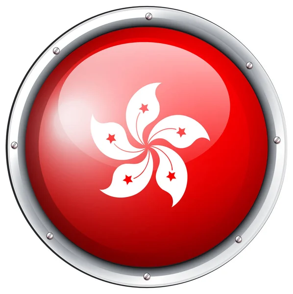 HongKong flag on round badge — Stock Vector