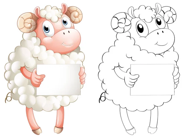 Ζώα περίγραμμα για πρόβατα κρατώντας χαρτί — Διανυσματικό Αρχείο