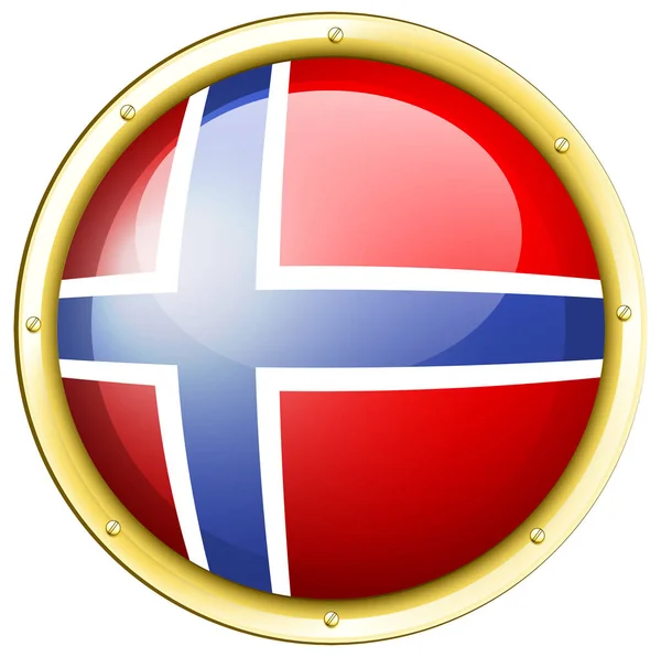 Norway flag on round badge — Stock Vector