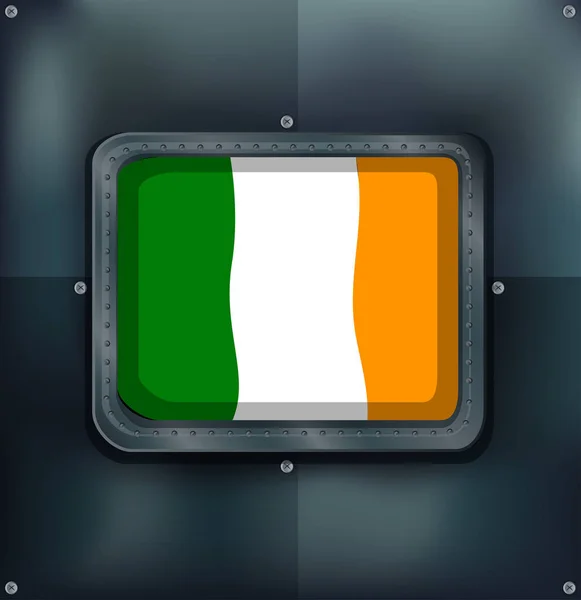 Ireland flag on square badge — Stock Vector