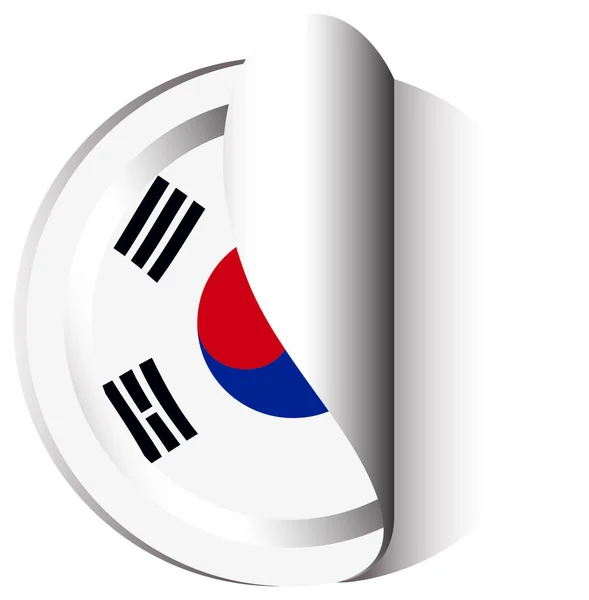 Etiket şablon için Güney Kore bayrağı — Stok Vektör