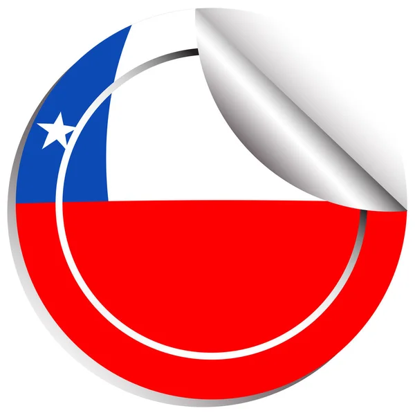 Chile flag on round sticker — Stock Vector