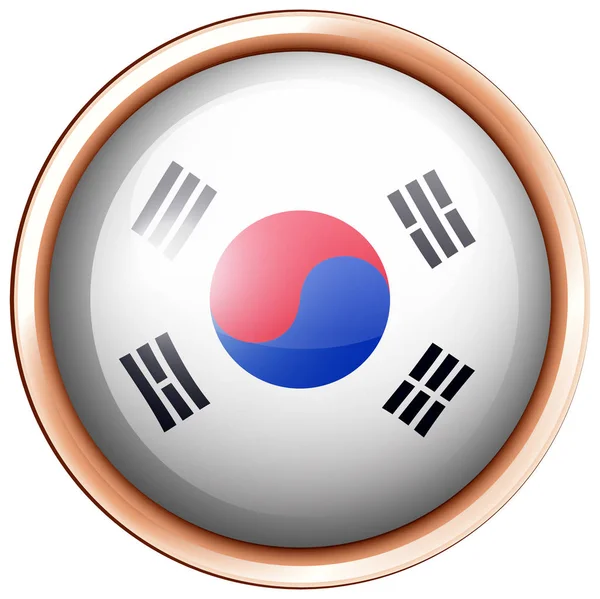 Desain bendera Korea Selatan pada lencana bulat - Stok Vektor
