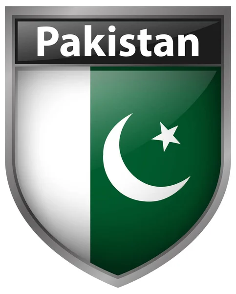 Bandera de Pakistán en insignia — Vector de stock