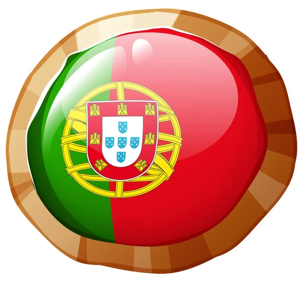 Portugul vlag op ronde badge — Stockvector
