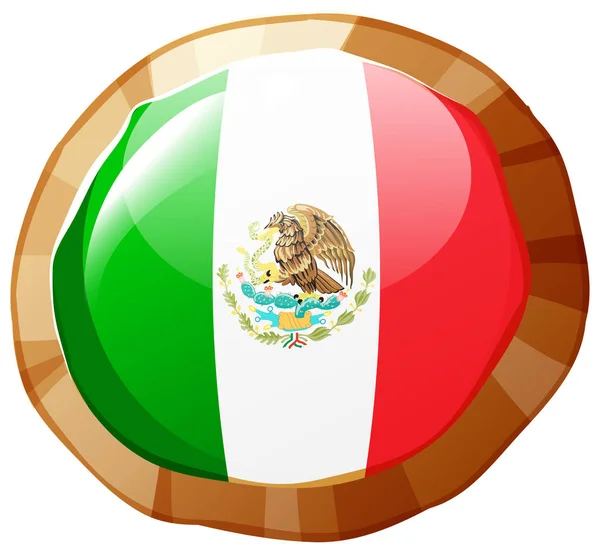 Mexico vlag op ronde badge — Stockvector