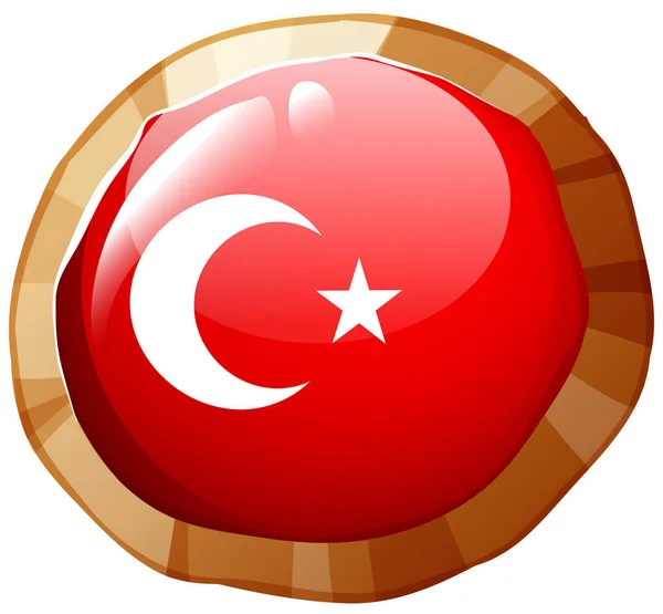 Turkey flag design on round badge — Stock Vector