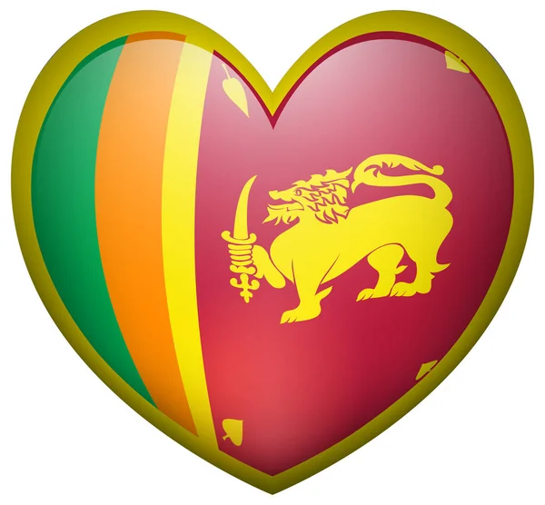 Bandeira do Sri Lanka no crachá do coração — Vetor de Stock