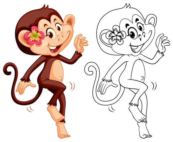 Állati vázlatot a nő monkey — Stock Vector