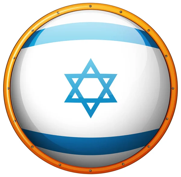 Israel flag on round button — Stock Vector