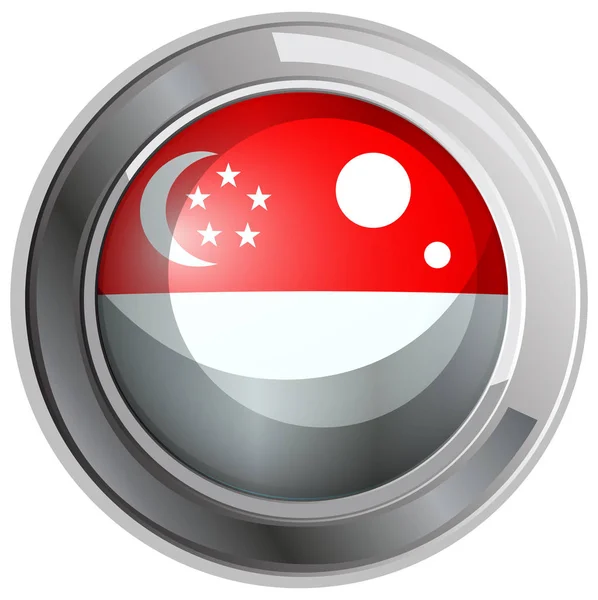 Drapeau de Singapour sur insigne rond — Image vectorielle