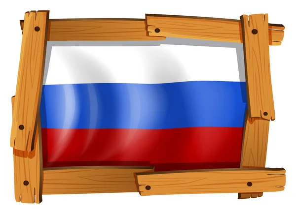 Bandera de Rusia en marco de madera — Vector de stock