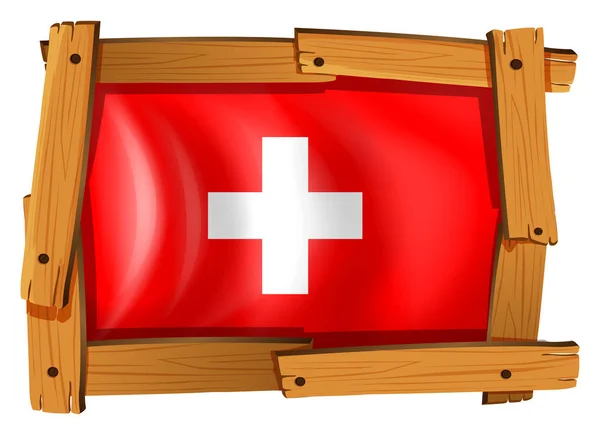 Drapeau suisse à cadre en bois — Image vectorielle