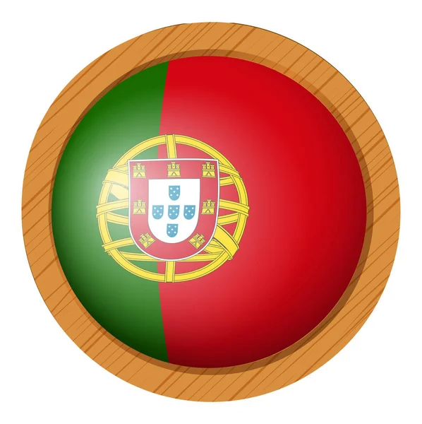 Portugul flag on round wooden frame — Stock Vector